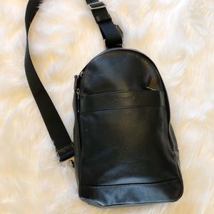 NWOT Black leather Coach sling bag